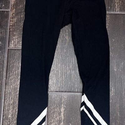 Tory Burch Sport Weightless Chevron Leggings Black W/ White Stripes Size Medium