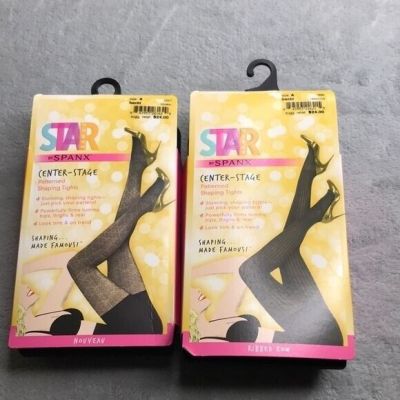 2 Pairs of Center Stage By Spanx Patterned Shaping Tights Size A New