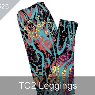 LuLaRoe Womens Leggings Size TC2 Blue Purple Black Cheetah Leopard Plus 18+ NWT