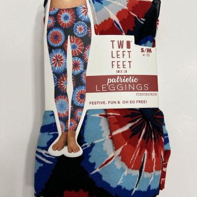 Two Left Feet Sock Co Patriotic Leggings Women’s Size S/M 4-10 Fireworks