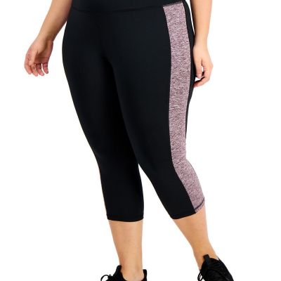 allbrand365 designer Womens Activewear Plus Size Colorblock Capri Leggings,1X