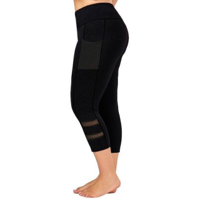 Plus Size Women Leggings Sports Gym Cropped Trousers Stretch Yoga Capri Pants US