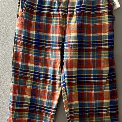 NWT Sexy Basics super soft capris Multicolor plaid 100perc Cotton Yoga Style