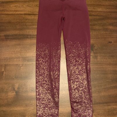 Lilly Pulitzer Luxletic Leggings High Rise Maroon Gold Anything Is Possible XS