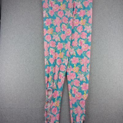 Simply Southern Blue and Pink Floral Print Leggings Plus Size Fits L XL XXL New