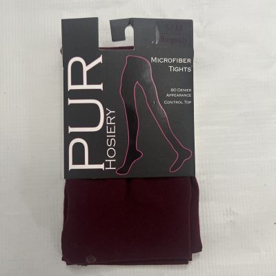 Hue Womens Super Opaque With Control Top Tights  Burgundy  SIZE S/M Small Scuf