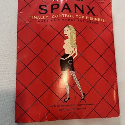 NEW Spanx Extended Control Top Fishnet Tights Full Length BLACK Size E