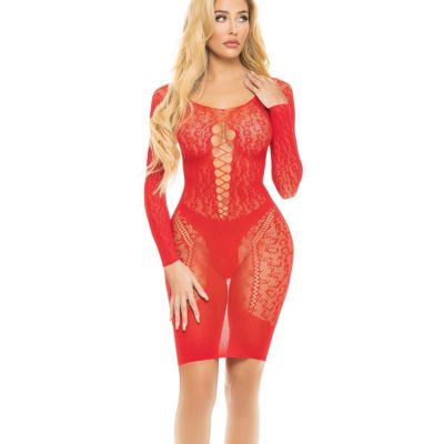 Pink Lipstick Animal Inside Chemise Bodystocking Red