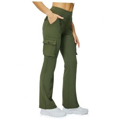 Yoga Flare Leggings for Women High Waisted Yoga Casual Pants Small Army Green