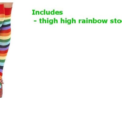 Rainbow Thigh High Stockings Adult Womens Fancy Dress Costume Accessory