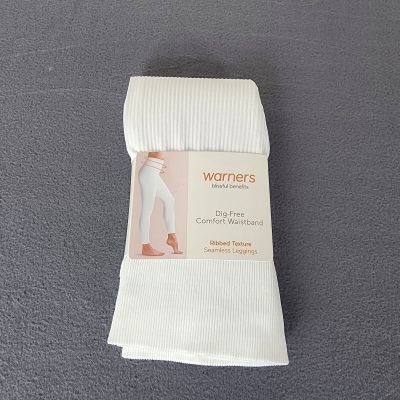 NWT WARNERS Blissful Benefits White Ribbed Seamless Leggings Size XS