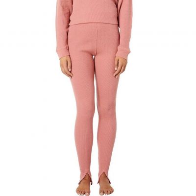 Free People Early Night Cotton Waffle Knit Thermal Legging Dusty Rose Pink Small