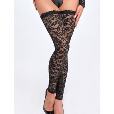 Stockings IN Lace Coloured Black Model F327 By Noir HandMade