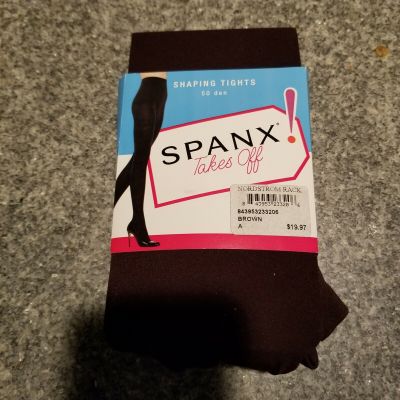 NWT Size A Spanx Takes Off Opaque Brown Shaping Tights, Control Top