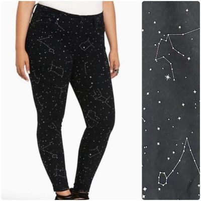 TORRID Constellation Denim Jegging Black Star Print Celestial Plus Size 20 R 2X