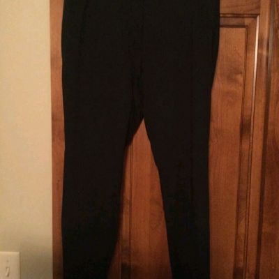 Womens Long Black Leggings Pants AGB Size XL Elastic Waist Pull On Slimming