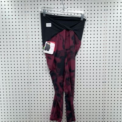 NEW Isabel Maternity Women's Extra  Small Postpartum Active Leggings Red Black