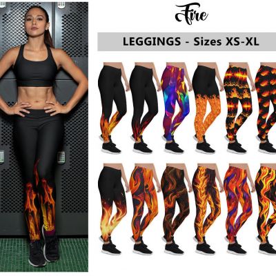 Fire Flames Leggings #1 - Girl on Fire, Athleisure Fashion Leggings Gift