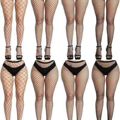 8 PCS Black Fishnet Stockings For Women, Thigh Hight Fishnet Tights, Ladies Fish