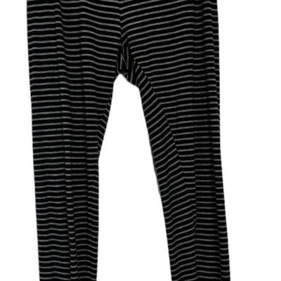 Vince Womens Elastic Waistband High Rise Knit Leggings Black Gray Strip Small