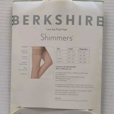 Berkshire Thigh High Shimmers Stockings Beige Candlelight Lace Trim Size C-D
