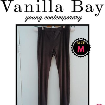 Women Vanilla Bay Black Suede Like Buttery Soft Stretchy Leggings Size M