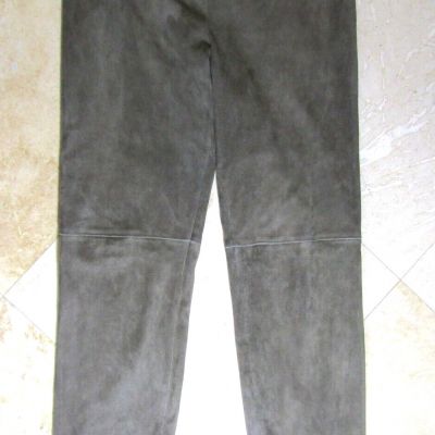 ELIE TAHARI Stretch 100perc Suede Leather Legging in Olive Green Size Large