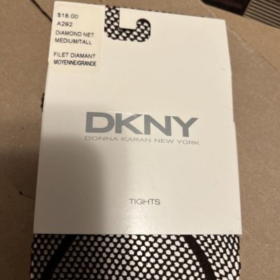 DKNY Chocolate Brown Diamond Net Fishnet Tights Stockings Italy New In Pkg