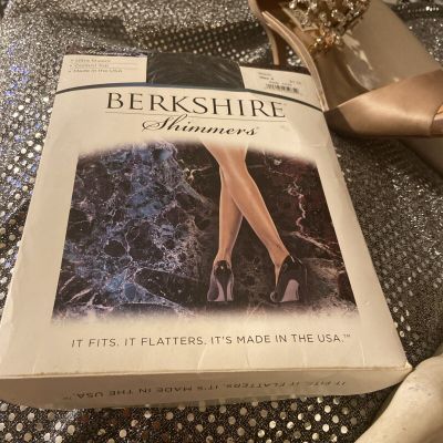 * Berkshire Shimmers * - Ultra Sheer Control Top Pantyhose ~ BLACK ~ Size 4