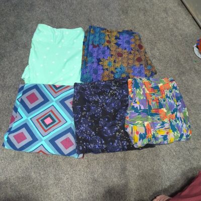 Lot Of 5 LuLaRoe Tall & Curvy Buttery Soft Leggings Multi Colors/Designs