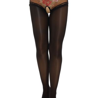 Woman's Glossy Lace Sheer Pantyhose Tights Embroidery Hollow Suspender Stocking