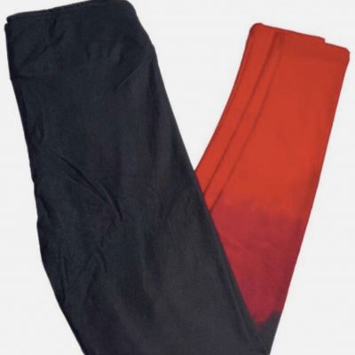 LuLaRoe Womens Leggings Size TC2 Black Red Dipped Ombre Tall Curvy Plus 18+ NWT