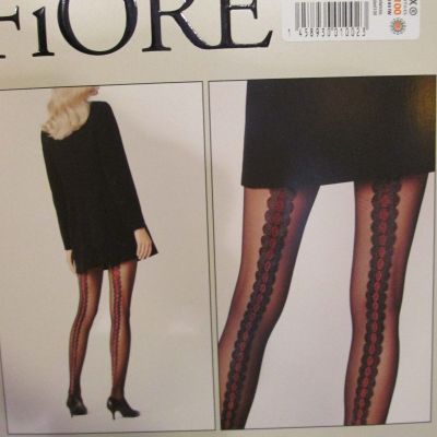 FIORE CORALLO 20 DENIER PANTYHOSE TIGHTS METALIC RED BACKSEAM  3 SIZES NEW STYLE