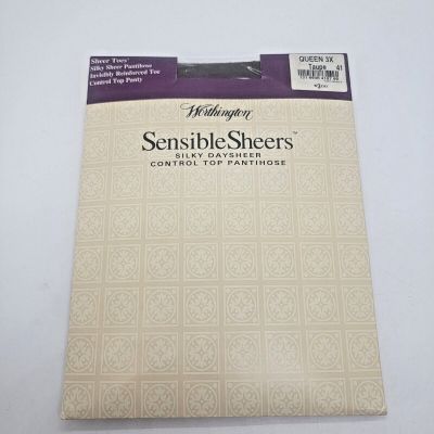 Worthington Sensible Sheers Control Top Panty Hose Navy Queen Taupe 3x