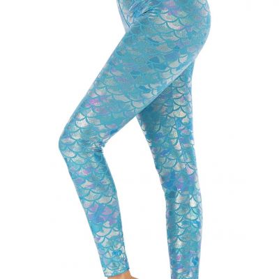 Halloween Shiny Fish Scale Mermaid Leggings for Women Pants 2XL