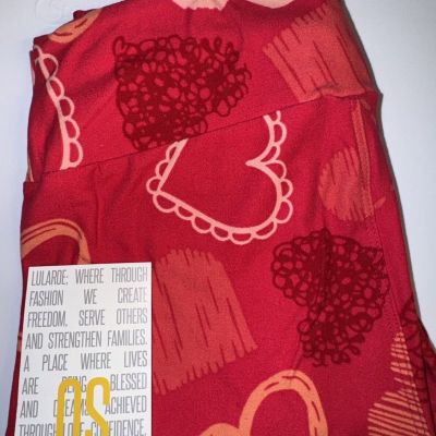 NEW LuLaRoe OS (2-10) Red with White Pink Hearts Valentines Day Leggings