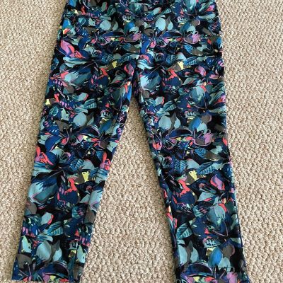 New Terra Sky Women's Plus Size 0X(14W) Floral Printed Capri Leggings