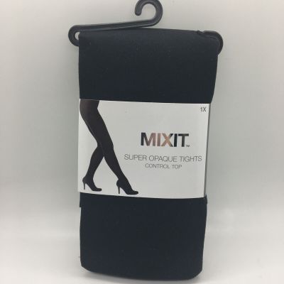 Mixit Solid Control Top Opaque Tights 1X Black New Free Ship 5'2