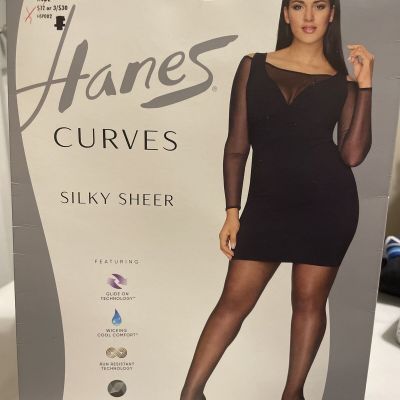 Hanes Curves Silky Sheer Control Top Legwear-HSP002 3X/4X Nude Sheer Toe Comfort