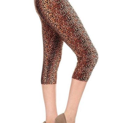 Multi-color Print, Cropped Capri Leggings In A Fitted Style With A Banded High W