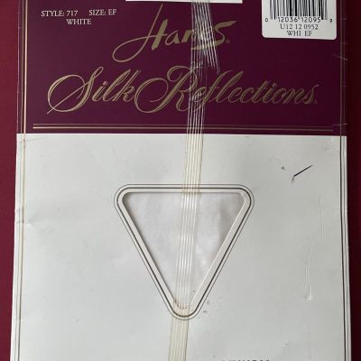 Vintage Discontinued Hanes Silk Reflections Plus Size E-F Pantyhose White