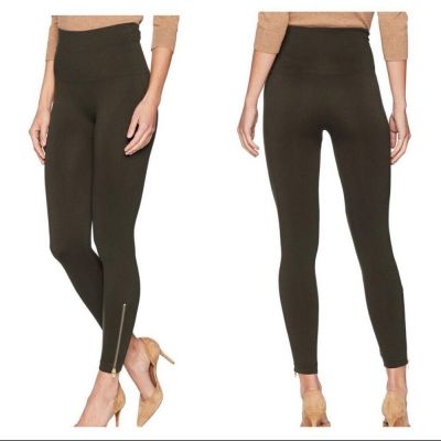 SPANX Women's Seamless Olive Green Ankle Zipper Leggings- Size 2X