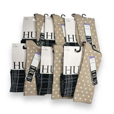 HUE Black Plaid Knee Hi Chino Ultra smooth Polka Dot Variety One Size 12 Pairs