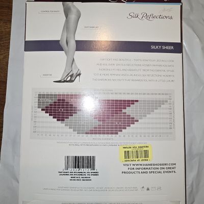 Hanes Silk Reflections Jet Black Pantyhose Size AB Style 717 Control Top 2 Pair