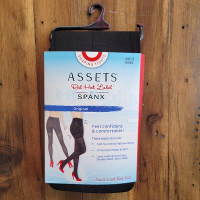 NEW Spanx Red Hot Shaping Tights Size 2 Black Built In Shorts