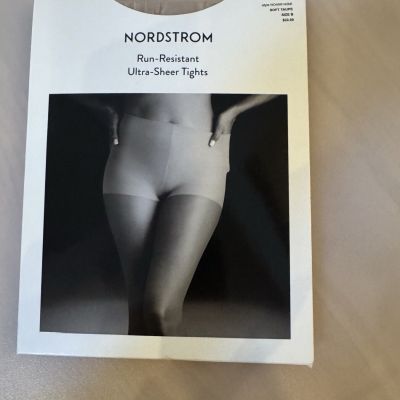 NORDSTROM Run-Resistant Ultra-Sheer Tights SOFT TAUPE SIZE B