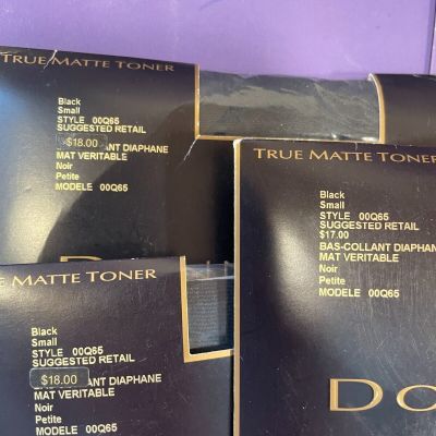 THREE Donna Karan New York True Matte Toner Style 00Q65 Black Size Small NEW NOS