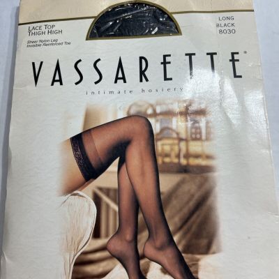 Vassarette Lace Top Thigh High Sheer Nylon Hosiery Stockings Long Black8030