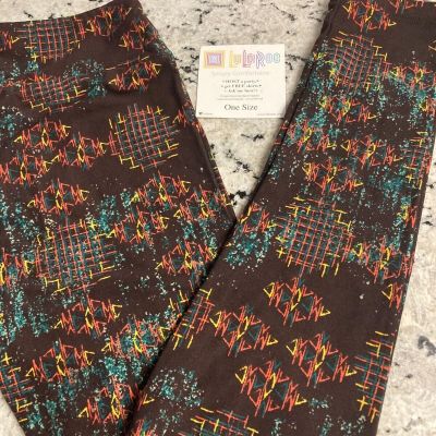 LuLaRoe One Size Leggings Black with Multicolor Geometric Shapes