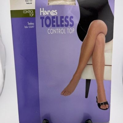 Hanes Toeless Vintage Control Top Pantyhose sz CD Style: OG097 Natural New